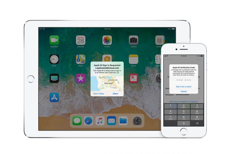 Ilustrasi two-factor authentication saat login Apple ID. 