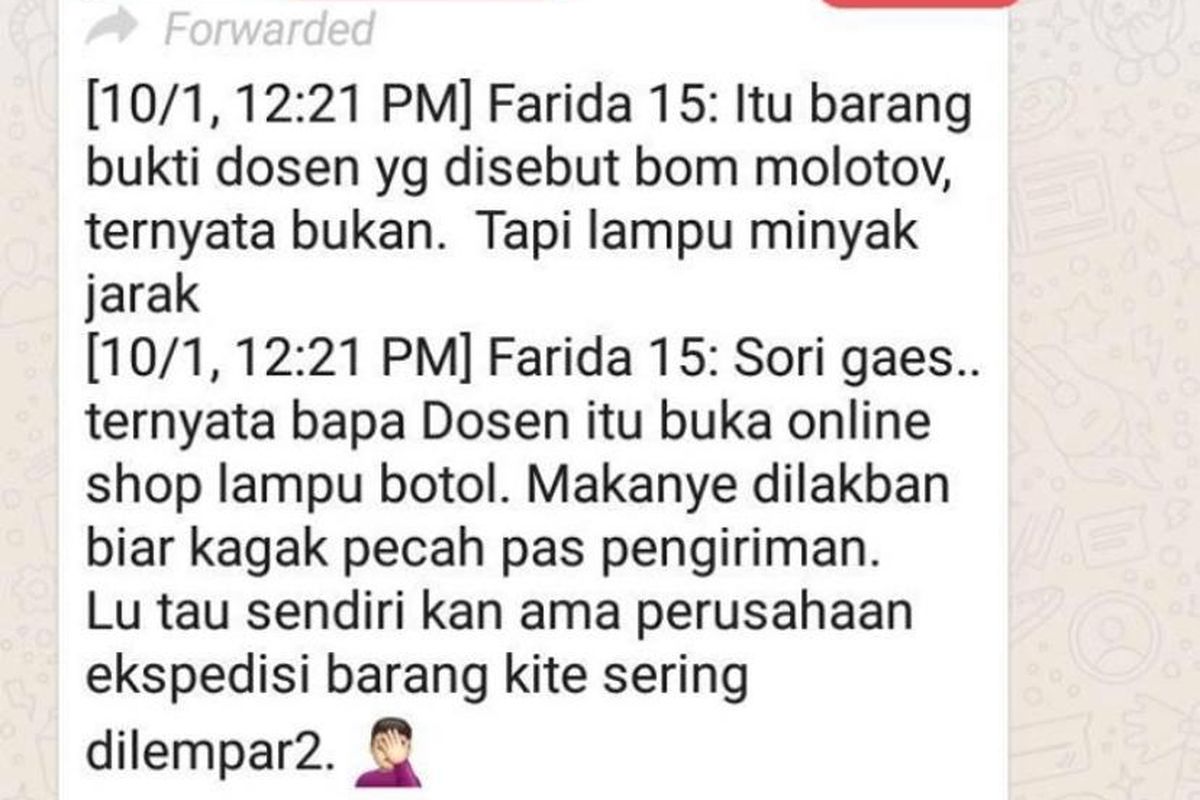 Sebuah tangkapan layar pesan singkat WhatsApp beredar di media sosial yang menyebutkan Abdul Basith menjual minyak jarak secara online. 