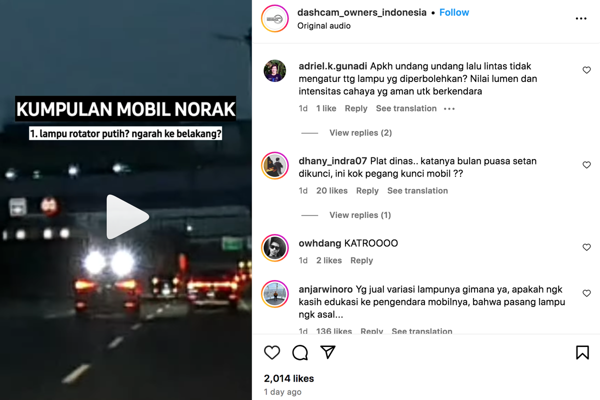 Pengemudi mobil menggunakan aksesori lampu tembak