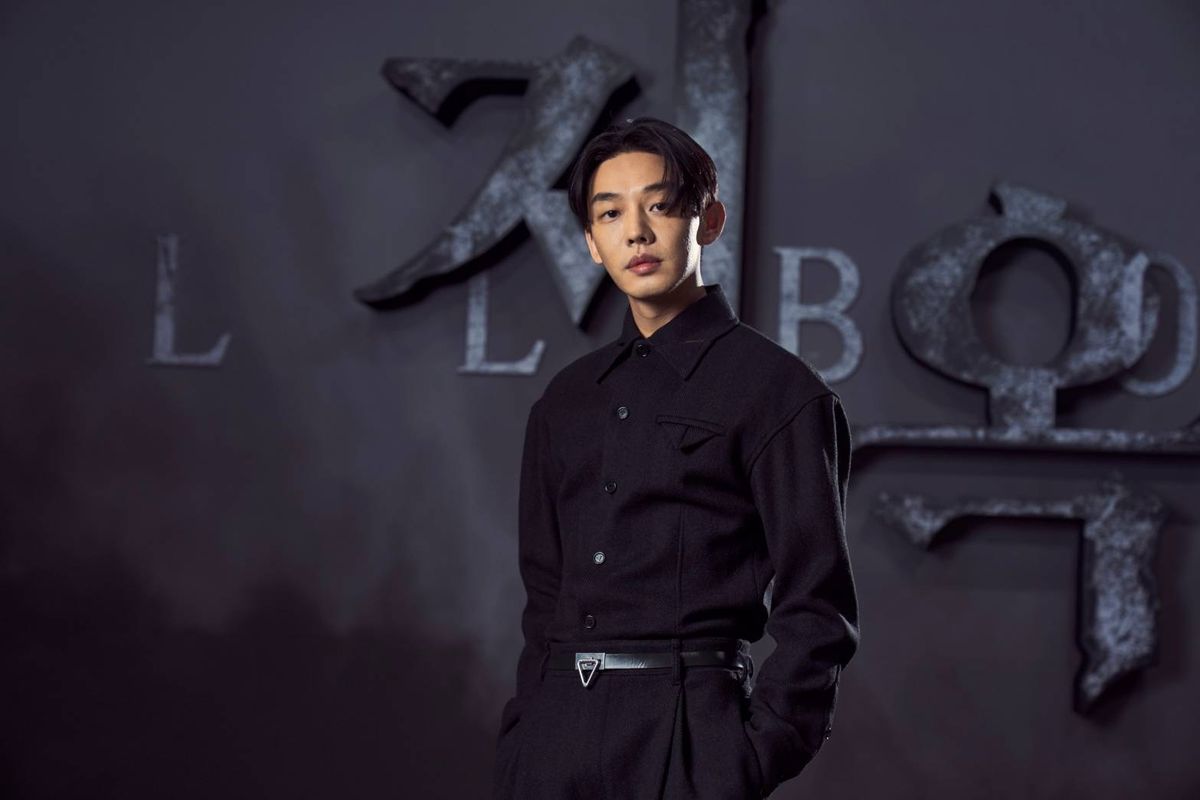 Aktor Yoo Ah In dalam konferensi pers virtual drama Hellbound, Selasa (16/11/2021)