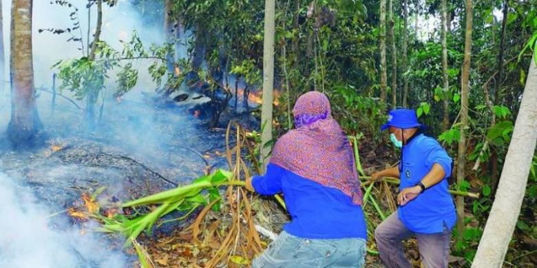 Kebakaran di Hutan Lindung Sungai Wain, Balikpapan, Kalimantan Timur.
