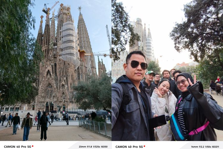 Hasil foto kamera utama dan kamera ultrawide Tecno Camon 40 Pro 5G di gereja Basilika Sagrada Familia.