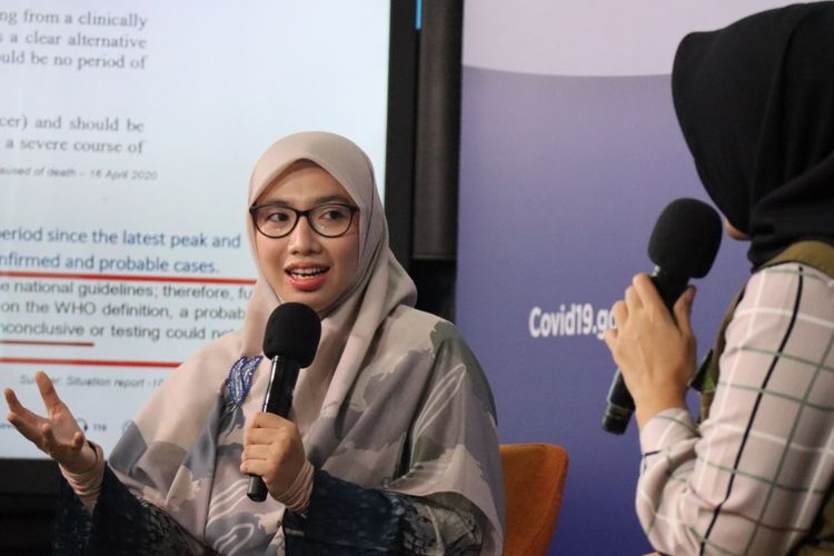 Cover-19 Task Force member Dewi Nur Aisyah at a talkshow on 29 July 2020