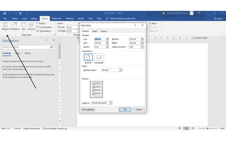 Berapa margin di Microsoft Word dan bagaimana mengaturnya