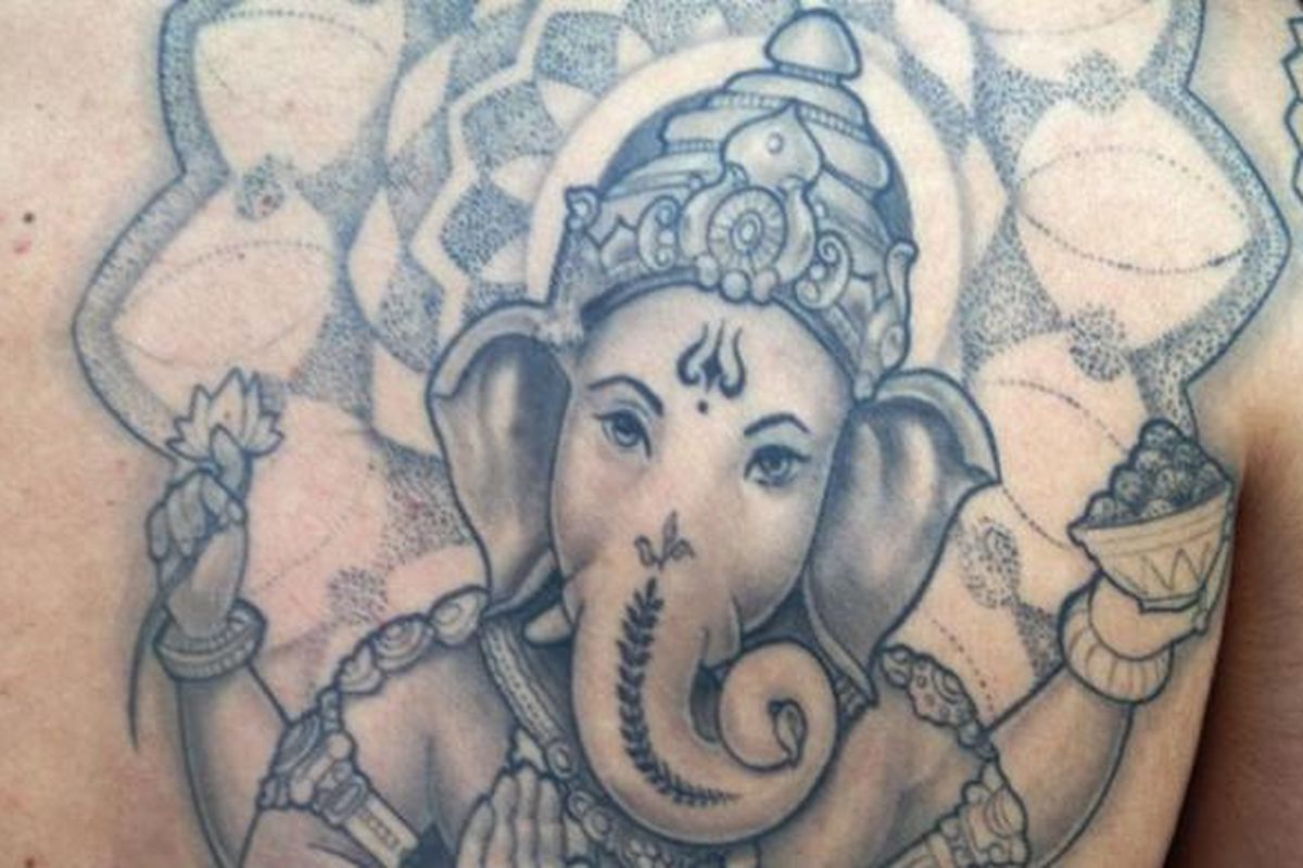 ilustrasi tato Ganesha.