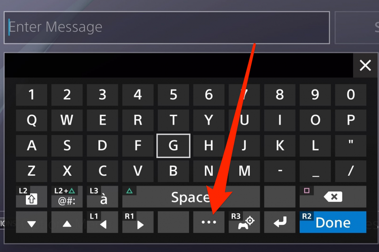 Ilustrasi opsi (...) pada layar teks PS4