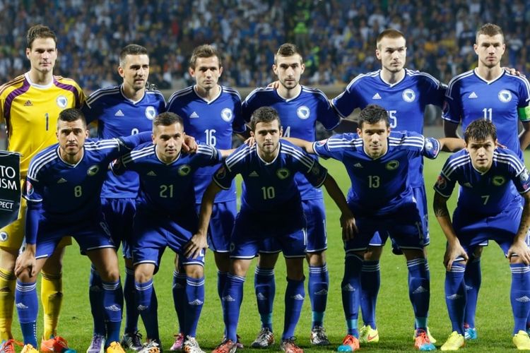 Tim nasional Bosnia dan Herzegovina ketika bertanding dalam Piala Eropa.