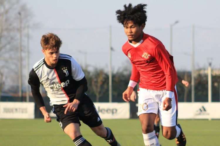 Amiruddin Bagus Kahfi pada laga Garuda Select vs Juventus U-17, Kamis (16/1/2020) malam WIB.