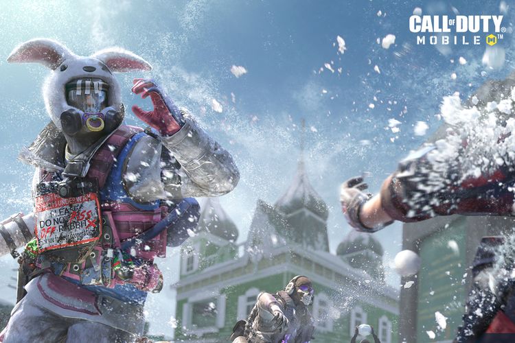 Poster Call of Duty Mobile yang menampilkan mode bermain salju baru bernama Snowball Scuffle.