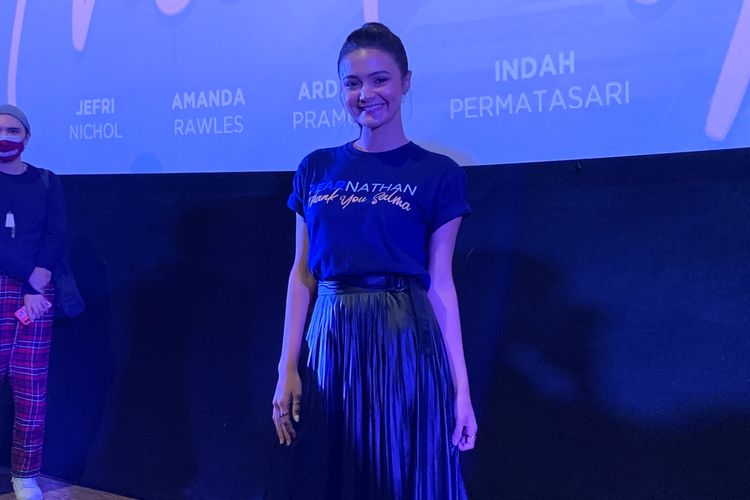 Aktris Amanda Rawles saat konferensi pers film Dear Nathan Thank You Salma di Epicentrum XXI, Jakarta Selatan, Kamis (6/1/2022). 