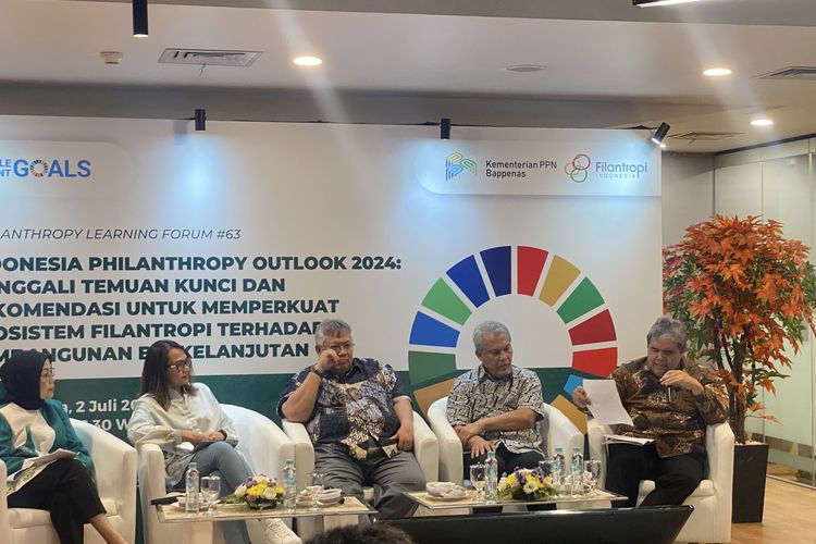 Peluncuran laporan Indonesia Philanthropy Outlook 2024 dan kegiatan Philanthropy Learning Forum (PLF) ke-63 bertajuk “Indonesia Philanthropy Outlook 2024: Menggali Temuan Kunci dan Rekomendasi untuk Memperkuat Ekosistem Filantropi terhadap Pembangunan Berkelanjutan” di Jakarta, Selasa (2/7/2024).