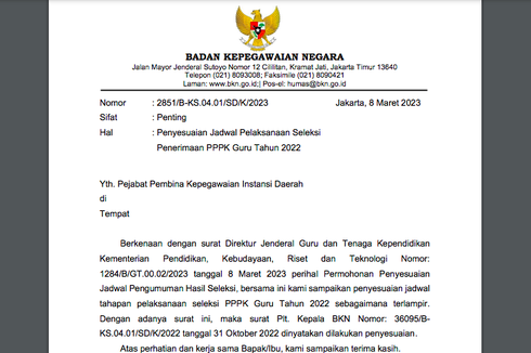 Ini Update BKN soal Penyesuaian Jadwal Seleksi PPPK Guru Formasi 2022