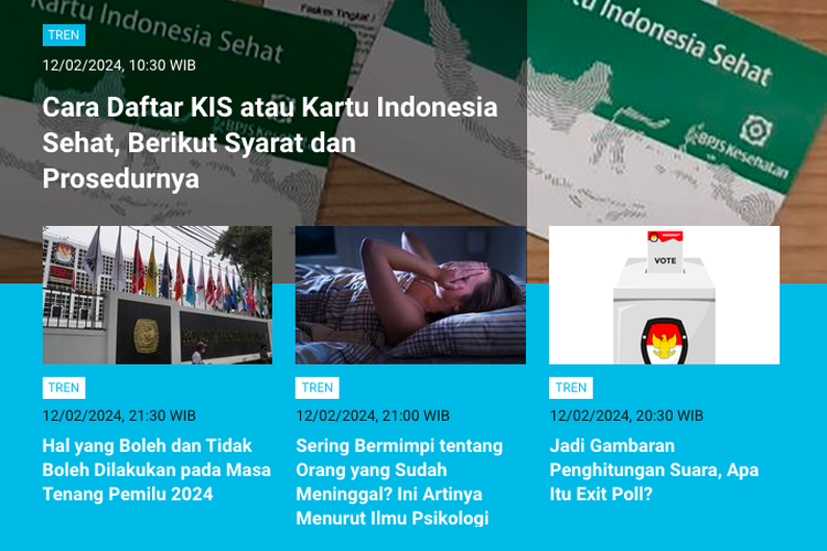Populer Tren 13 Februari 2024: Cara daftar Kartu Indonesia Sehat | Kebiasaan yang bikin perut buncit