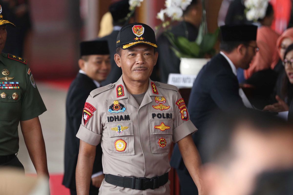 Kapolda Metro Jaya Irjen Idham Aziz menghadiri sidang tahunan Majelis Permusyawaratan Rakyat Republik Indonesia Tahun 2018 di Kompleks Parlemen, Senayan, Jakarta, Kamis (16/8/2017). Presiden Joko Widodo menyampaikan pidato, yakni pidato kenegaraan dalam rangka Hari Ulang Tahun RI ke 73.

