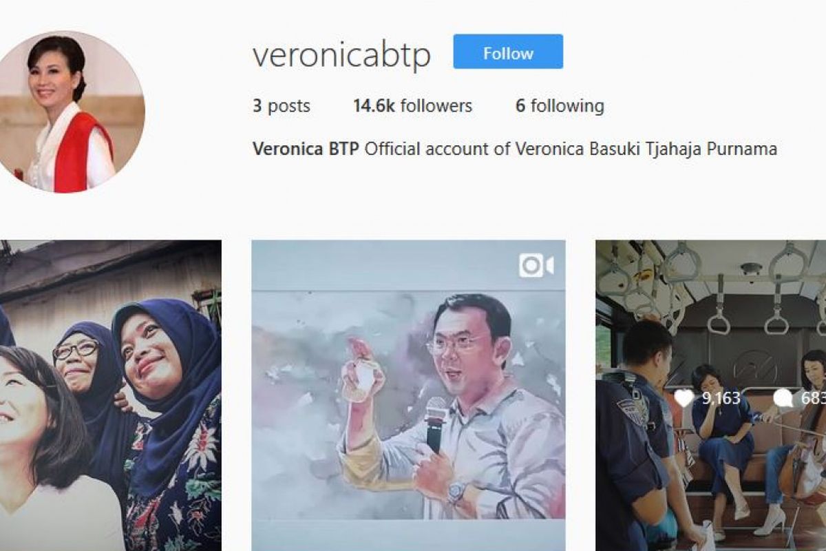 Istri Ahok, Veronica Tan, membuat akun Instagram @veronicabtp