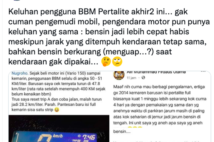 Unggahan warganet yang menyebut pemakaian Pertalite cepat habis? Ini penjelasan Pertamina