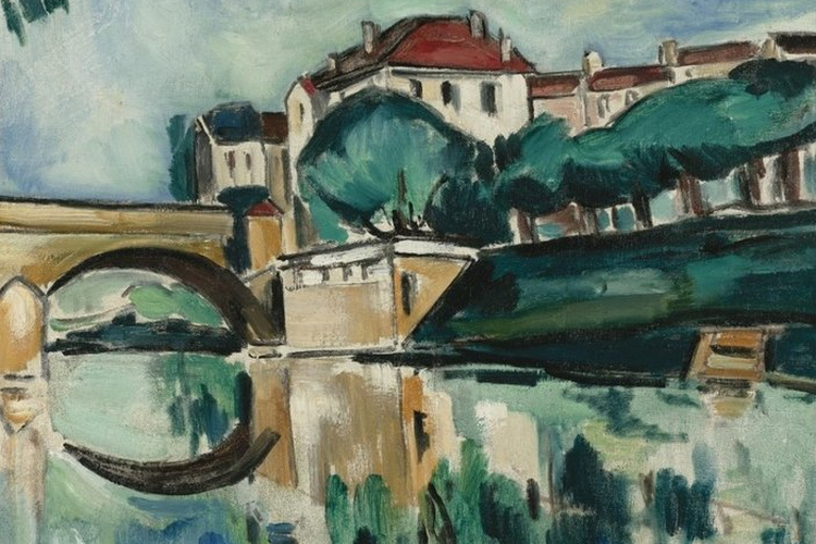 Maurice de Vlaminck, c.1910, Le pont de Poissy, minyak di atas kanvas