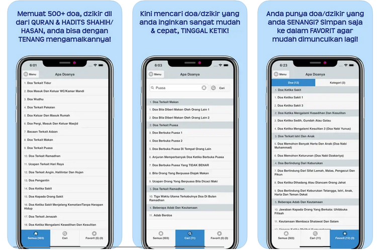 Ilustrasi aplikasi Apa Doanya: Doa dan Dzikir.