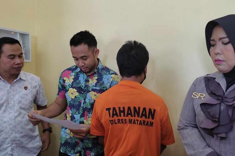 Jumpa pers Polresta Mataram atas pengungkapan kasus pencabulan di Desa Penimbung, Kecamatan Gunungsari Kabupaten Lombok Barat