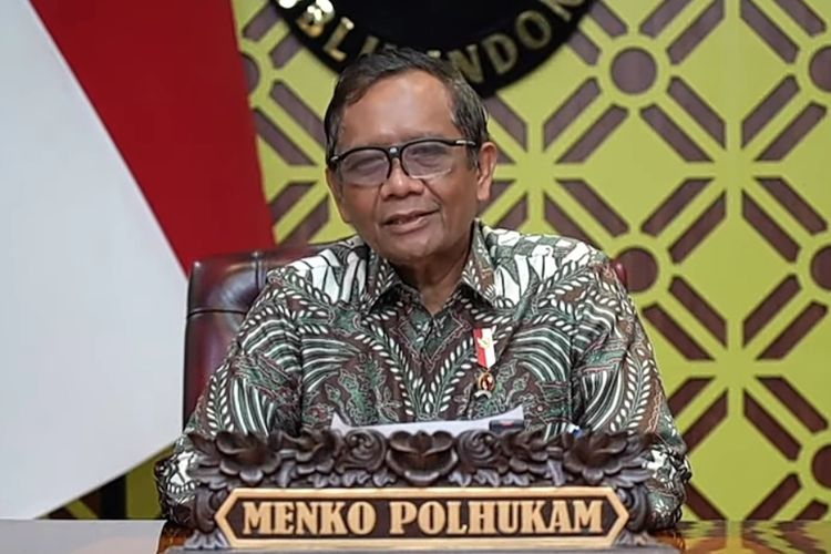 Menko Polhukam Mahfud MD saat memberikan sambutannya secara virtual pada acara Dies Natalies ke-25 Universitas Paramadina, Selasa (10/1/2023).