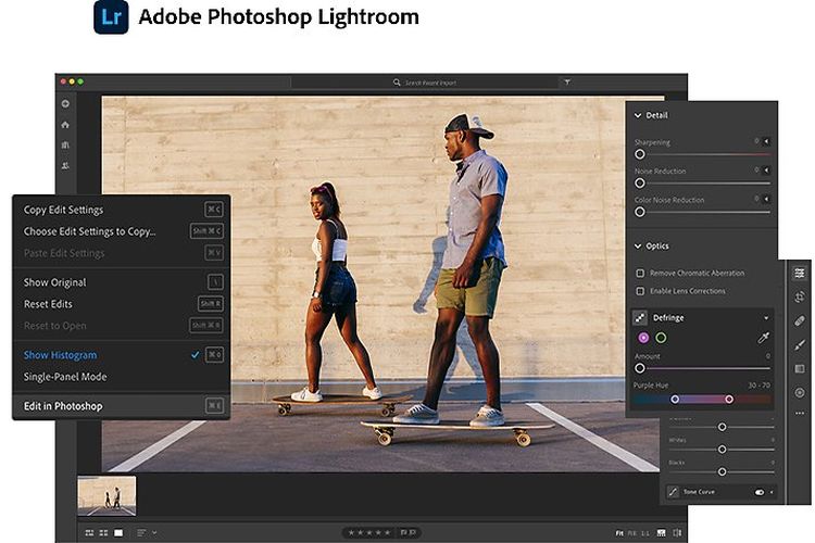 Tampilan aplikasi Adobe Lightroom