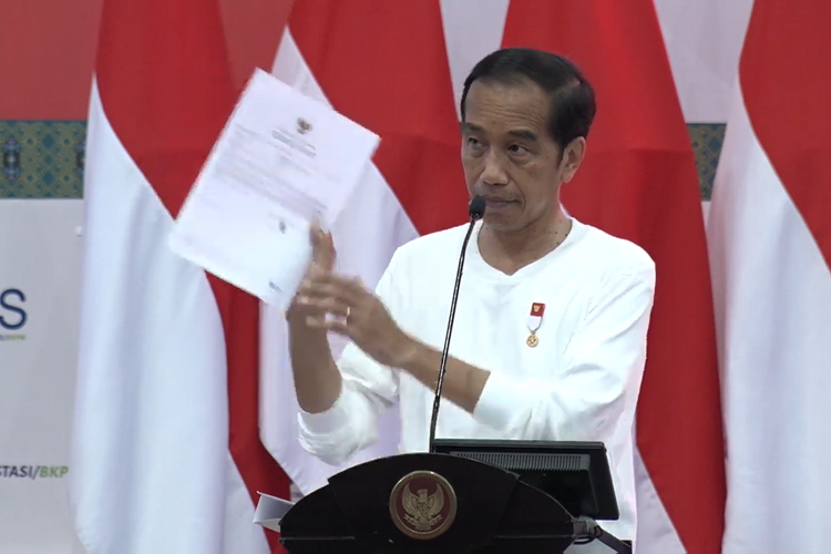 Tangkapan layar Presiden Joko Widodo menunjukkan NIB yang akan diserahkan ke 2.700 UMK Perseorangan di Jayapura, Rabu (31/8/2022).
