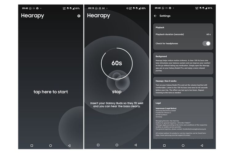 Tampilan aplikasi Hearapy
