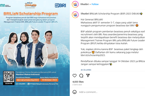 BRI Buka Program Beasiswa BRILiaN, Bisa Dapat Biaya Pendidikan, Kesempatan Karier, dan MacBook Air