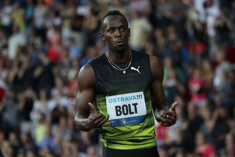 Pelari Jamaica, Usain Bolt, bertanding dalam ajang IAAF World Challenge Zlata Tretra (Golden Spike) di Ostrava, Republik Ceko, 28 Juni 2017.