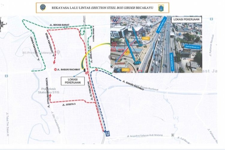 Denah rekayasa lalu lintas di kawasan Kampung Melayu, Jakarta Timur, yang akan dilakukan pada 6-9 Desember 2019.