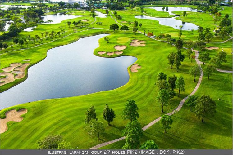 Ilustrasi lapangan golf dengan 27 holes PIK 2. 