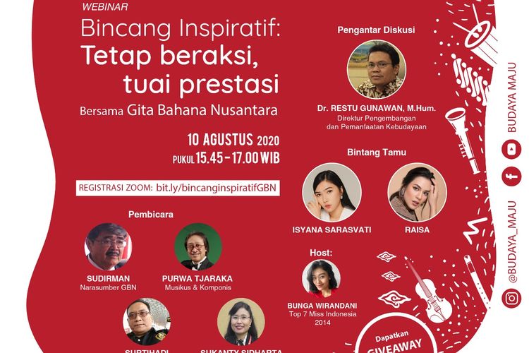 Dua penyanyi berbakat Raisa dan Isyana Saraswati akan menjadi bintang tamu Konser Virtual Gita Bahana Nusantara (GBN) pada peringatan HUT Kemerdekaan RI, 17 Agustus 2020 melalui TVRI pukul 20.00 WIB.