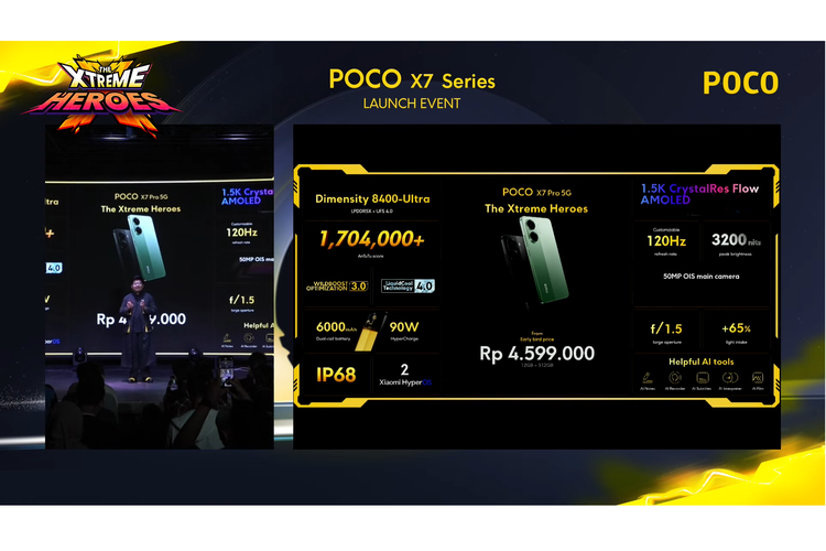 Poco X7 Pro 5G hadir dengan chipset Dimensity 8400 Ultra, baterai 6.000 mAh fast charging 90 watt, IP68.