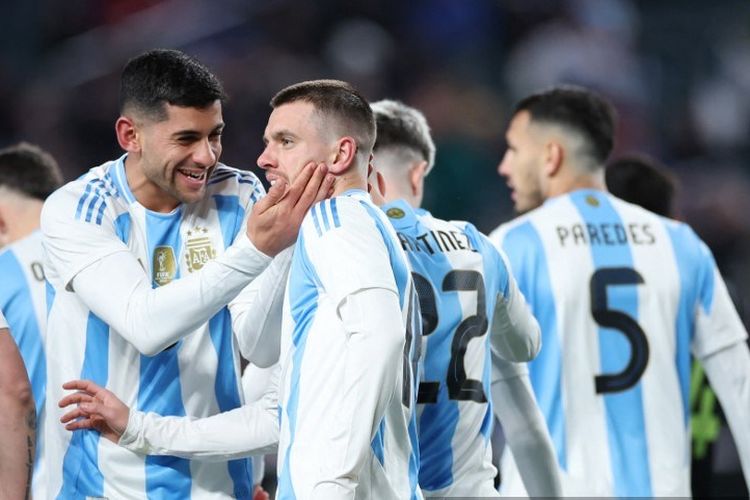 Timnas Argentina menang 3-0 saat melawan El Salvador pada sebuah laga persahabatan di Lincoln Financial Field, Philadelphia, Pennsylvania, Amerika Serikat, Sabtu (23/3/2024).