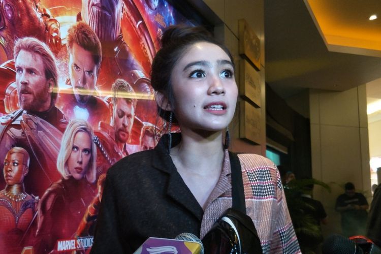 Febby Rastanty dalam wawancara di sela screening film Avengers: Infinity War di XXI Kota Kasablanka, Jakarta Selatan, Selasa (24/4/2018) malam.