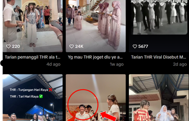 Tangkap layar konten Tarian THR yang viral di TikTok Indonesia