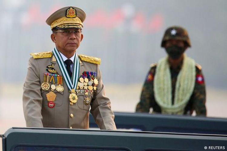 Leader of the ruling junta in Myanmar General Min Aung Hlaing. 
