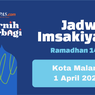 Jadwal Imsak dan Buka Puasa di Kota Malang Hari Ini, 1 April 2023