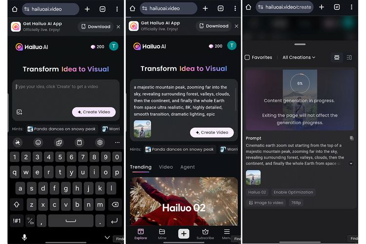 Tutorial membuat video tren Earth Zoom Out menggunakan website Hailuo AI