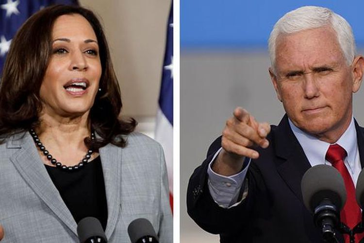 California Senator Kamala Harris and United States Vice President Mike Pence.