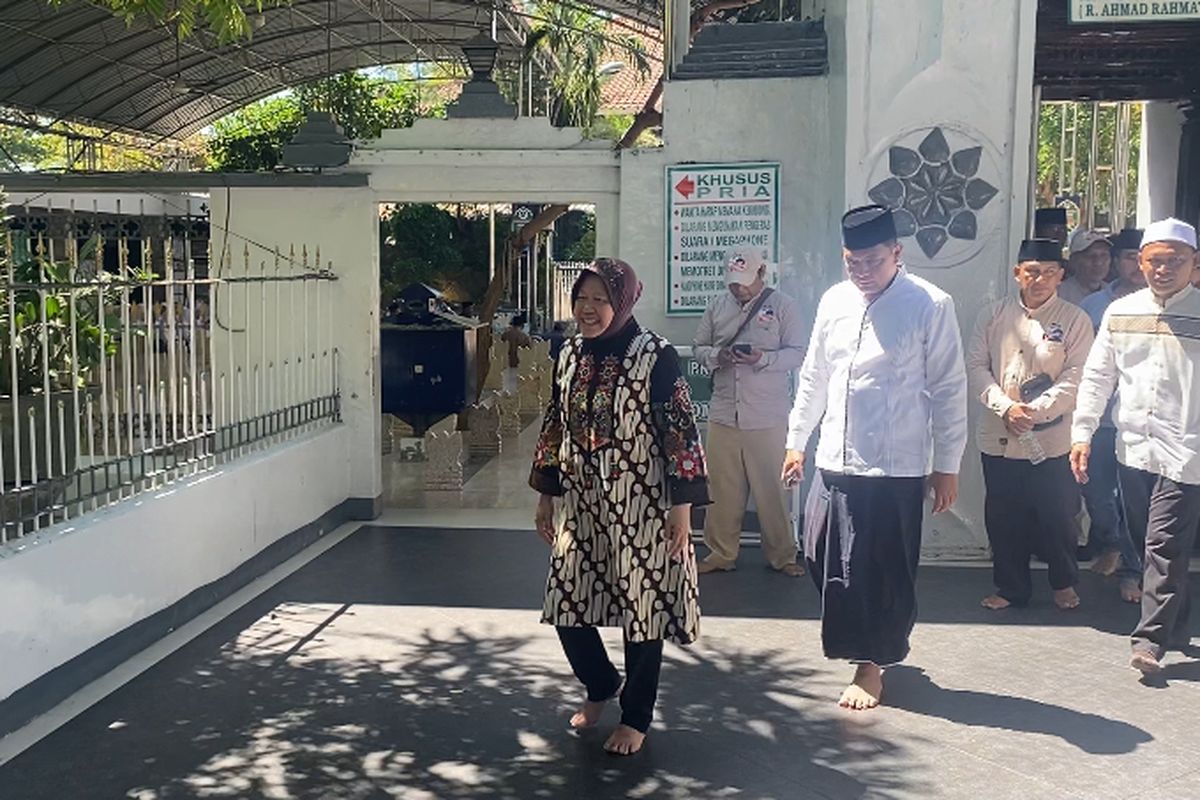 Mensos Tri Rismaharini, usai mengunjungi Makam Sunan Ampel, Surabaya, Kamis (5/9/2024).