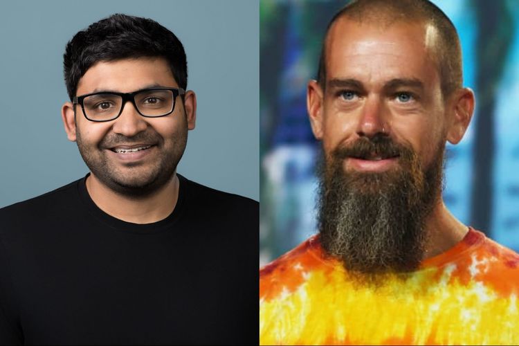 CEO Twitter yang baru Parag Agrawal dan mantan CEO Twitter Jack Dorsey.