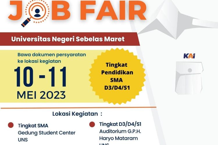 KAI buka rekrutmen di Job Fair UNS 2023 untuk lulusan SMA hingga S1.