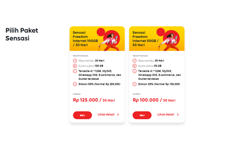 Paket Freedom Sensasi Internet hadir untuk pelanggan kartu prabayar dan paskabayar IM3. 