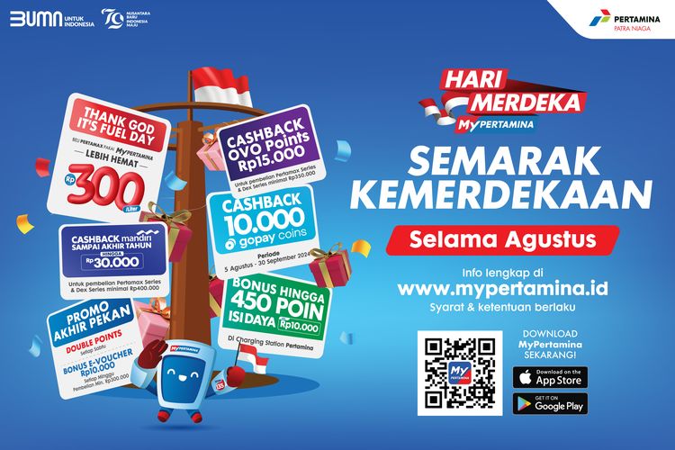 MyPertamina memberikan berbagai promo untuk menyambut HUT ke-79 RI.