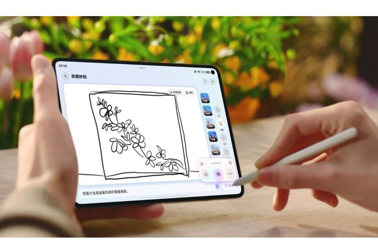 Huawei juga menghadirkan dukungan stylus melalui M-Pen 3 Mini yang dirancang khusus mengikuti dimensi perangkat. Stylus ini mendukung gesture udara dan bahkan dilengkapi mikrofon untuk integrasi dengan asisten pintar.
