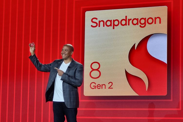 Chris Patrick, SVP and GM Mobile Handset Qualcomm Technologies memperkenalkan Snapdragon 8 Gen 2 di acara Snadragon Summit 2022 di Hawaii, Selasa (15/11/2022).
