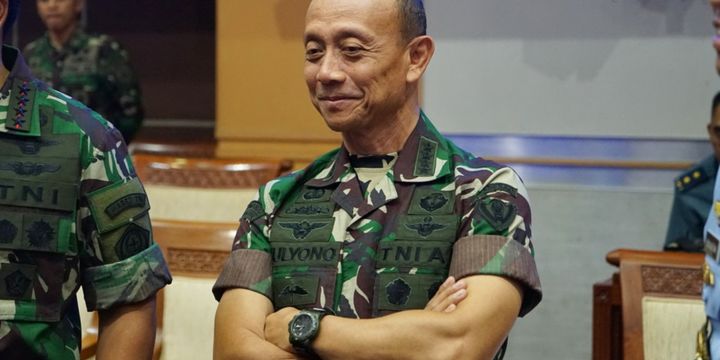 Kepala Staf TNI AD (Kasad) Jenderal Mulyono di Kompleks Parlemen, Senayan, Jakarta, Kamis (24/5/2018).
