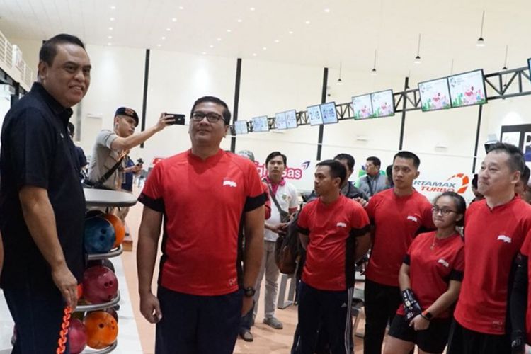 Wakapolri Komjen Syafrudin saat meninjau gedung bowling di komplek Jakabaring, Palembang, Sumatera Selatan, Minggu (3/6/2018).