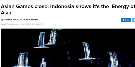 Media Australia, ABC News puji Penyelenggaraan Asian Games di Indonesia melalui unggahannya di tanggal 2 September 2018.